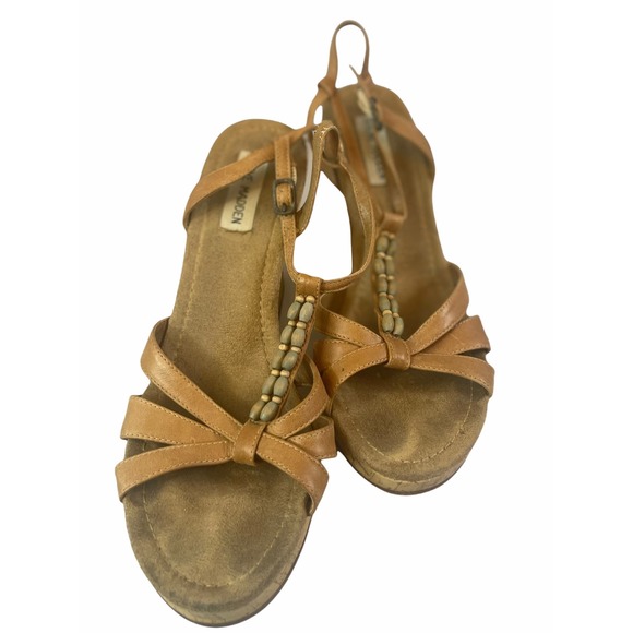 Steve Madden strappy bead wedge sandals 7.5M - Picture 2 of 7